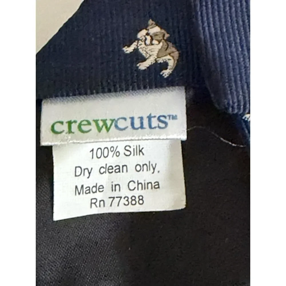 J Crew Bulldogs Tie 100% Silk Navy Blue Yale Dogs Boys Crewcuts Preppy